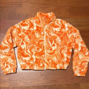 PacSun Vibrant Orange and Cream Fleece Jacket